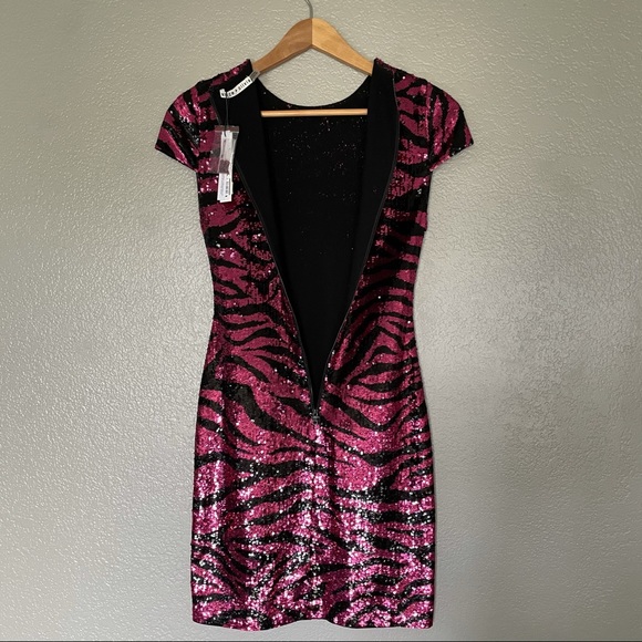 Alice + Olivia Tiger Sequin Mini Dress NWT Prom - Picture 4 of 13